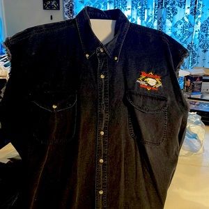 Biketoberfest Daytona FL (2006) button down sleeveless denim shirt Embroidered